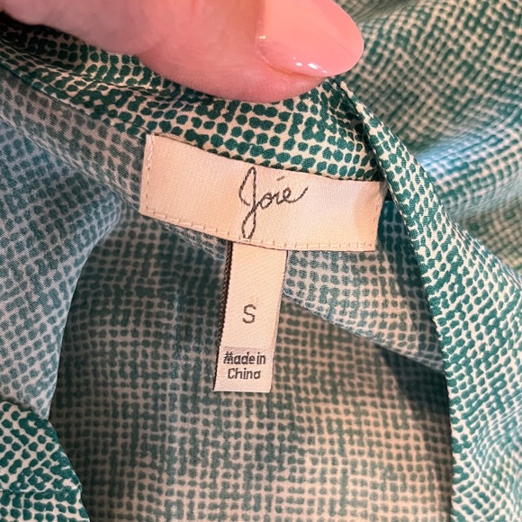 Joie Revolve SILK Marsher Textural Print Blouse in Juniper Blue Green Sm - Picture 9 of 14